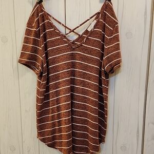 Emory Park Brown Striped Short Sleeve Tee